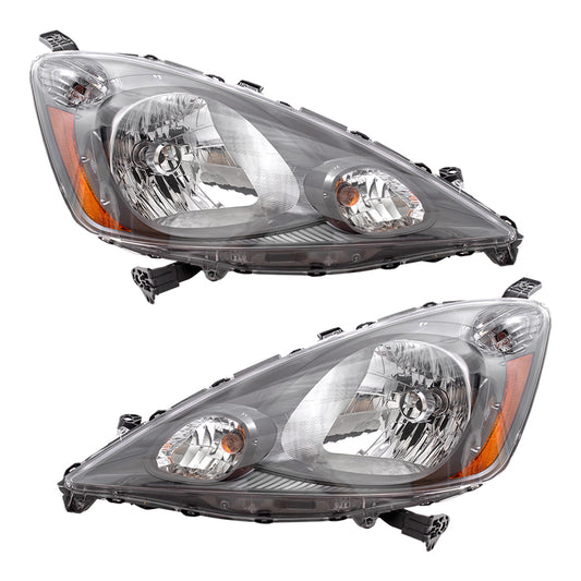 Brock Replacement Driver and Passenger Headlights with Grey Bezels Compatible with 2009-2013 Fit 33150TK6A01 33100TK6A01