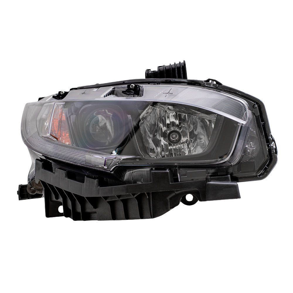 Brock Replacement Set Halogen Headlights with Black Bezel Compatible with 2019 2020 Civic