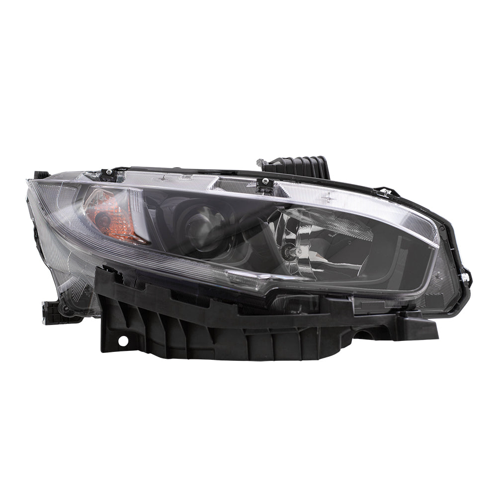 Brock Replacement Set Halogen Headlights with Black Bezel Compatible with 2019 2020 Civic