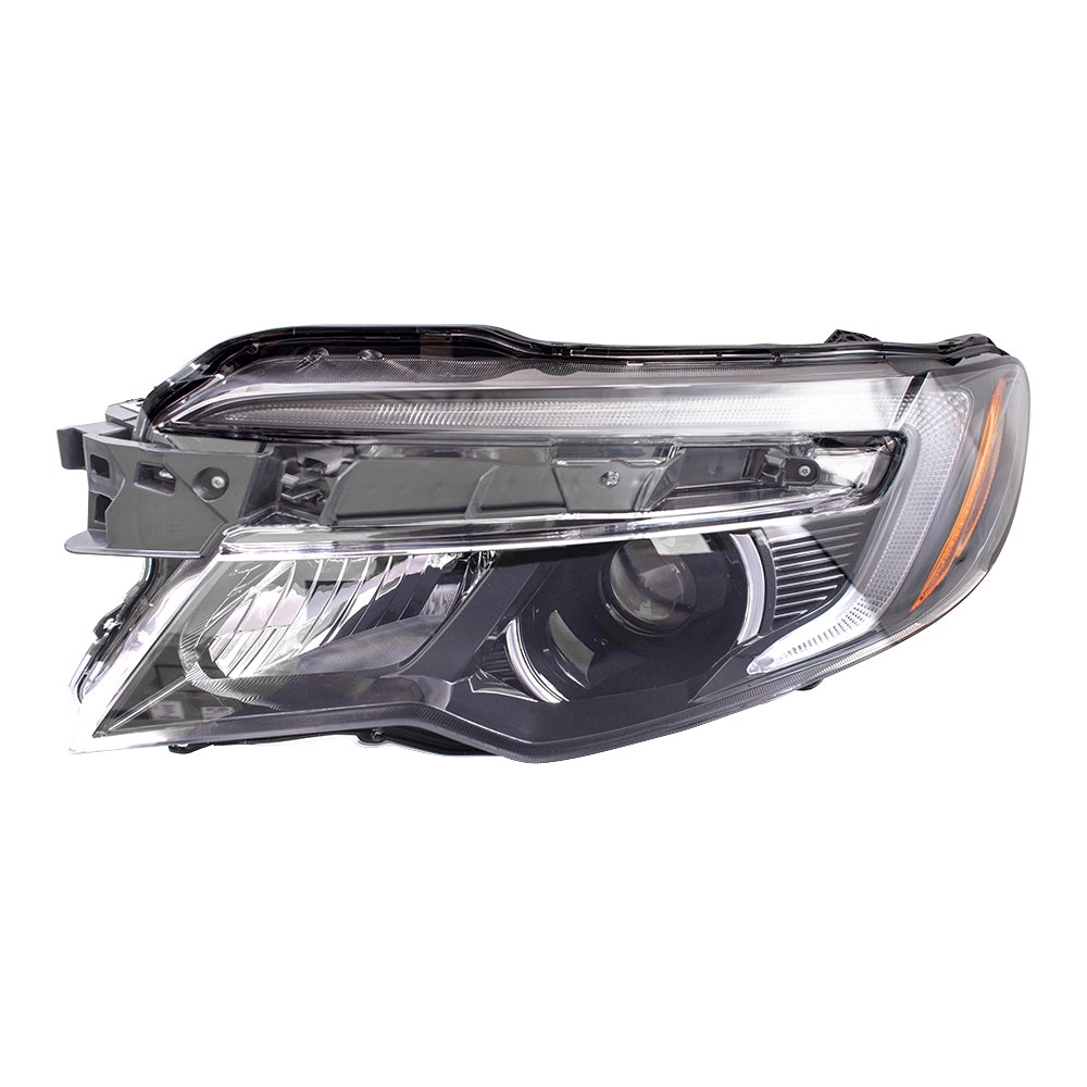 Brock Replacement Driver Side Halogen Combination Headlight Assembly w/ LED Daytime Running Lights Compatible with 16-20 Pilot