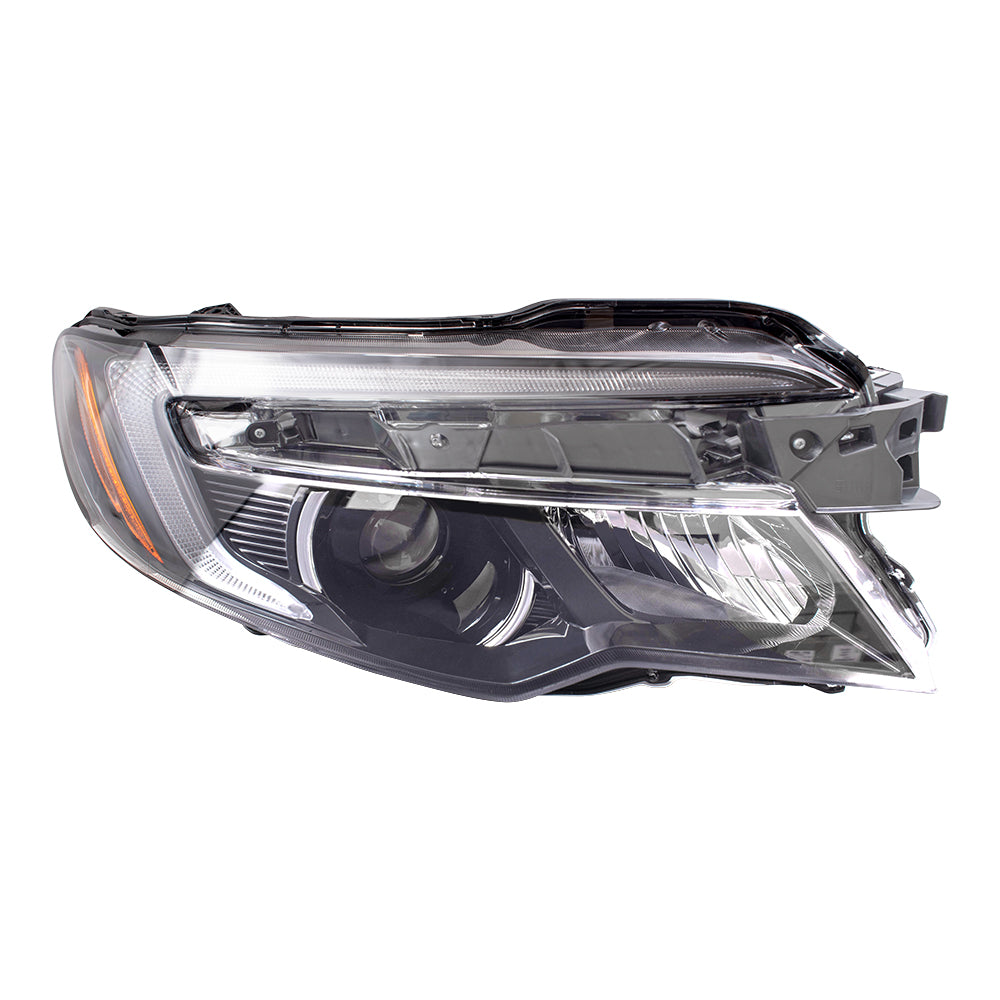 Brock Replacement Passenger Side Halogen Combination Headlight Assembly w/ LED Daytime Running Lights Compatible with 16-20 Pilot