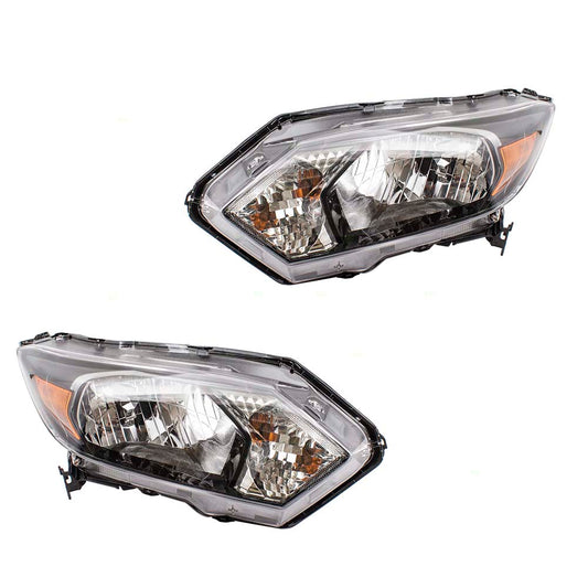 Brock Replacement Pair Set Halogen Combination Headlights Headlamps Compatible with 16-18 HR-V 33150T7SA01 33100T7SA01