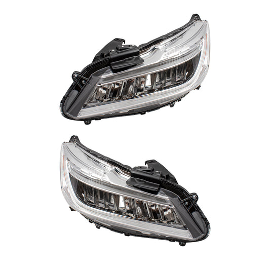 Brock Replacement Pair Set LED Combination Headlights Headlamps Compatible with 16-17 Accord Sedan 33150T2AA32 33100T2AA32