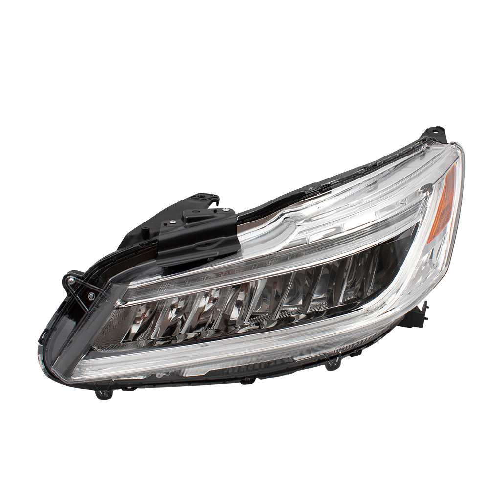 Brock Replacement Pair Set LED Combination Headlights Headlamps Compatible with 16-17 Accord Sedan 33150T2AA32 33100T2AA32