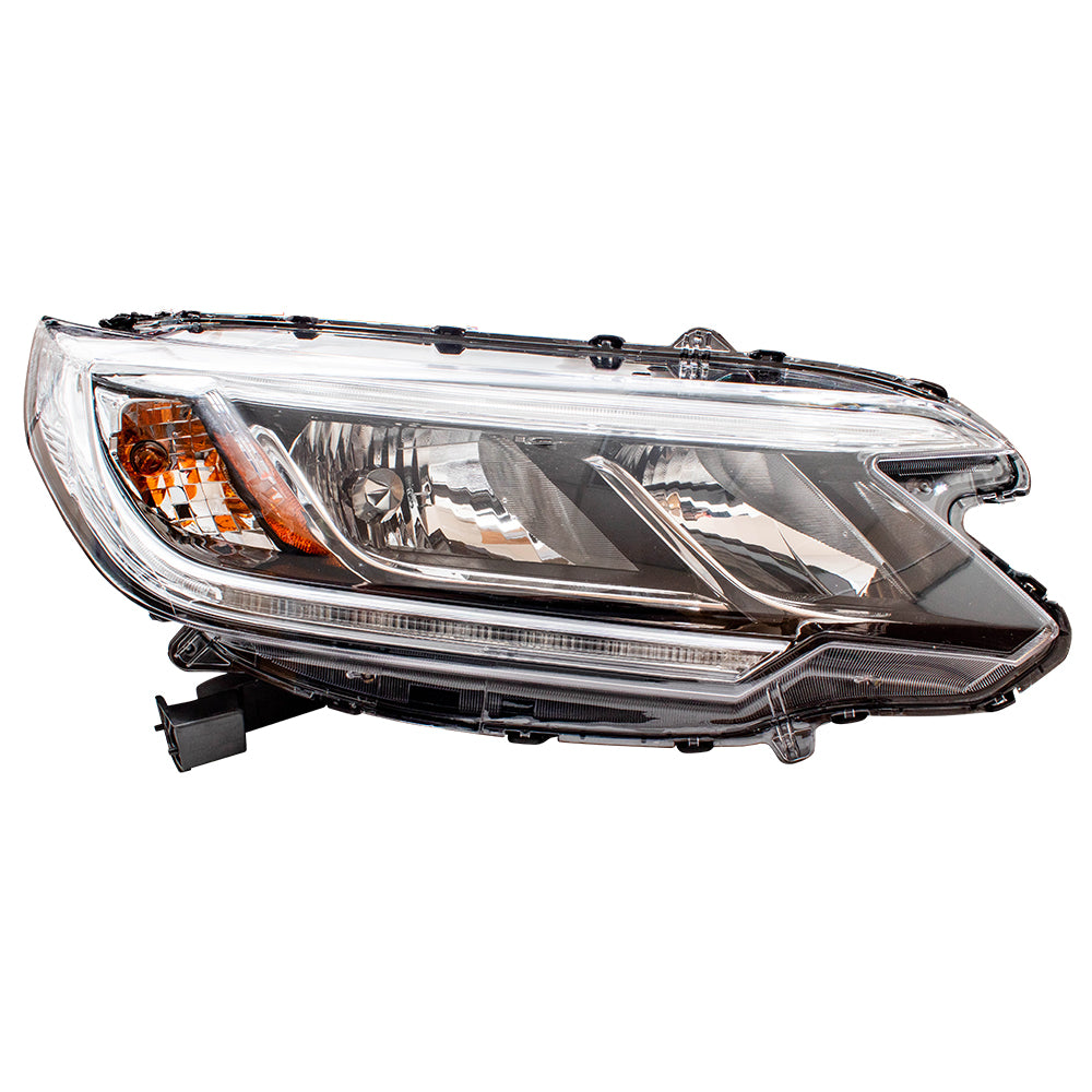 Brock Replacement Pair Halogen Combination Headlights Headlamp Set w/ LED Daytime Running Lights Compatible with 15-16 CR-V (EXCLUDING Projector Headlamps) 33150T1WA01 33100T1WA01