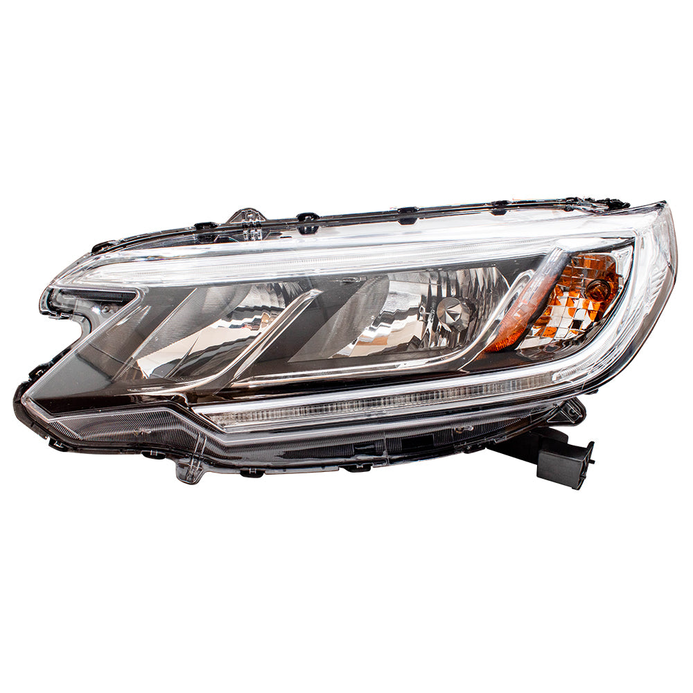 Brock Replacement Drivers Halogen Combination Headlight Headlamp w/ LED Daytime Running Light Compatible with 15-16 CR-V (EXCLUDING Projector Headlamps) 33150T1WA01 HO2502161