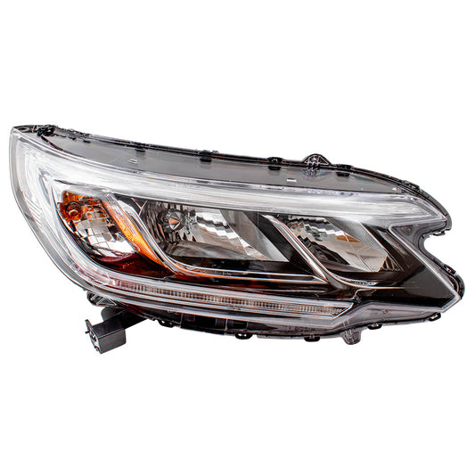 Brock Replacement Passengers Halogen Combination Headlight Headlamp w/ LED Daytime Running Light Compatible with 15-16 CR-V (EXCLUDING Projector Headlamps) 33100T1WA01 HO2503161