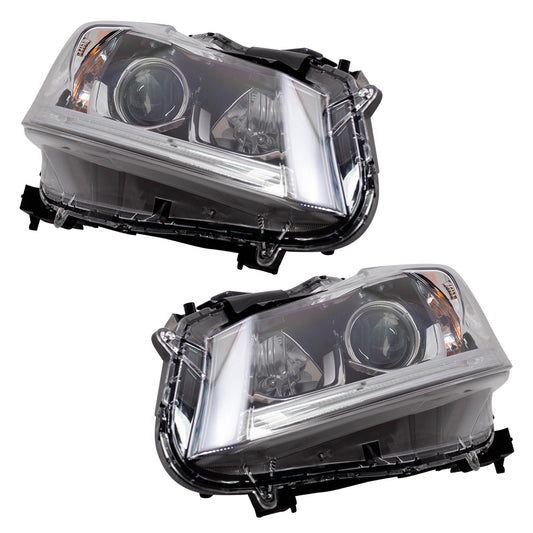 Brock Replacement Pair Headlights Driver and Passenger Halogen Headlamp Set Compatible with 2016-2017 Accord Sedan LX 33150T2AA61 33100T2AA61