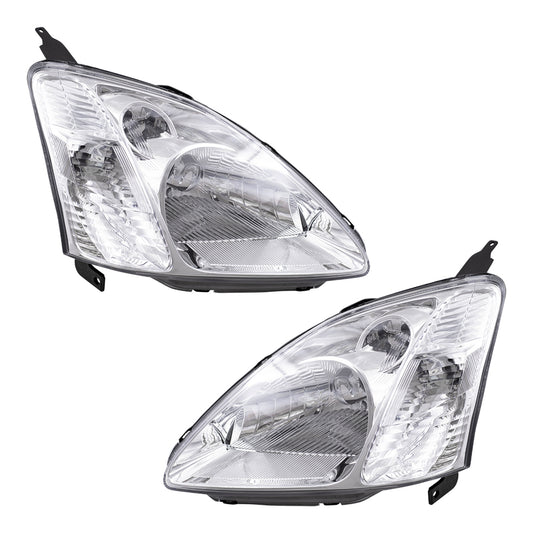 Brock Replacement Driver and Passenger Headlights Headlamps Compatible with Civic 33151S5TC01 33101S5TC01