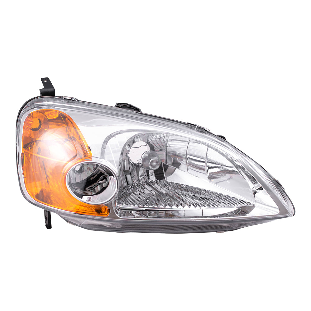 Brock Replacement Passengers Headlight Headlamp Compatible with Civic 33101-S5P-A01