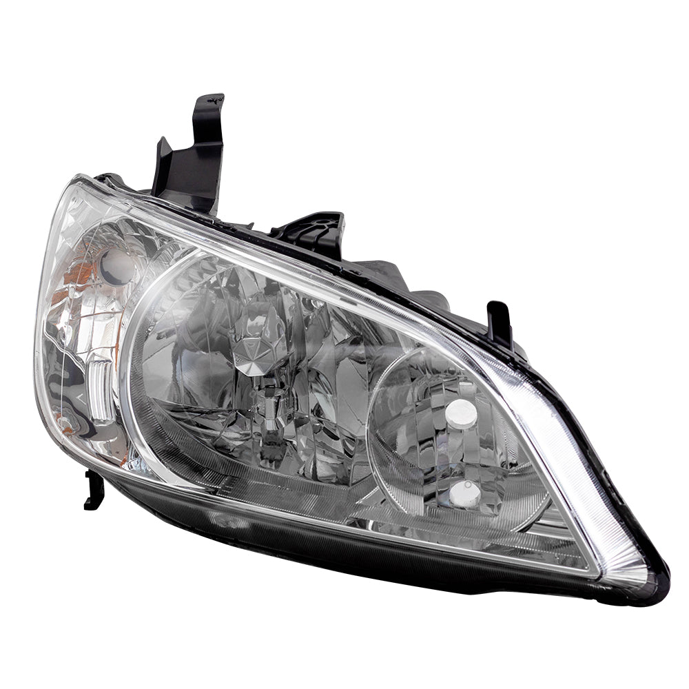 Brock Replacement Passengers Halogen Headlight Headlamp Compatible with 2004-2005 Civic 33101-S5A-A51