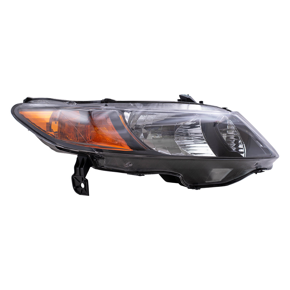 Brock Replacement Driver and Passenger Headlights Headlamps with Amber Park Lenses & Black Bezels Compatible with Civic 33151SVAA01 33101SVAA01