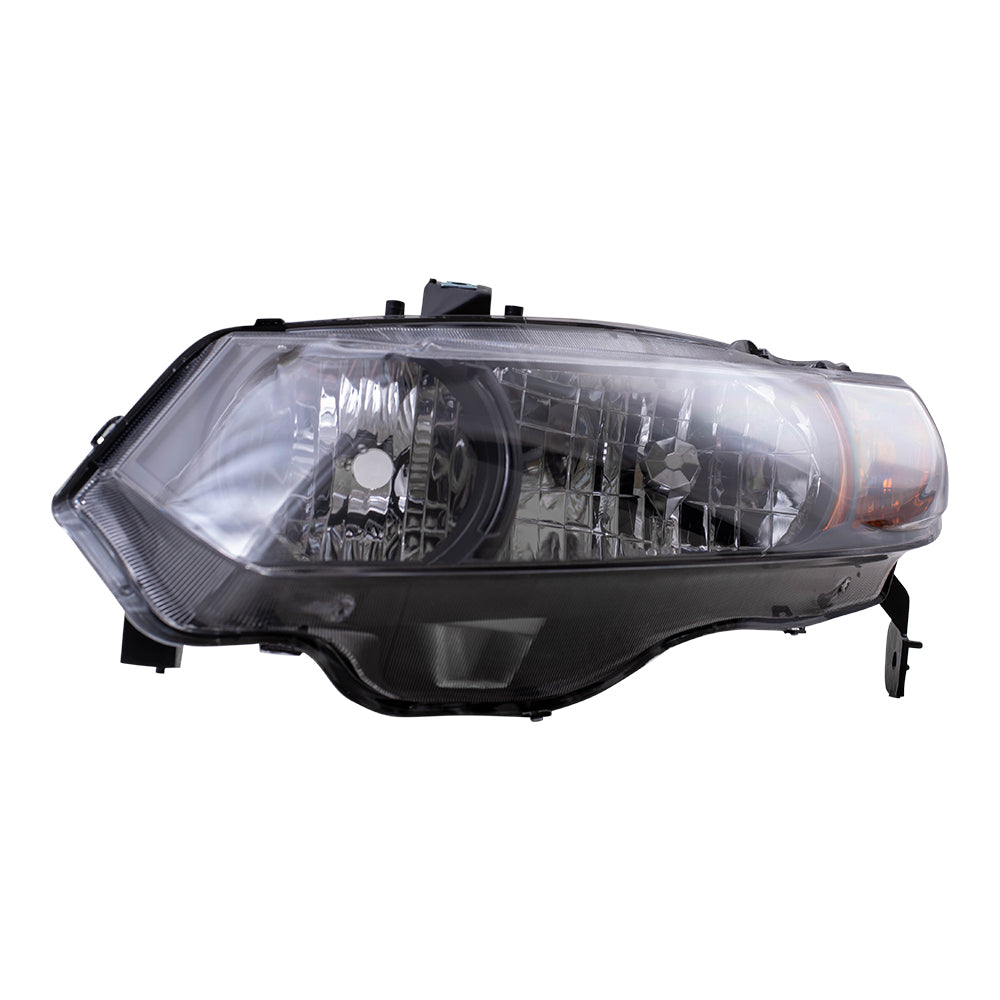 Brock Replacement Drivers Headlight Headlamp with Amber Park Lens and Black Bezel Compatible with Civic 33151SVAA01