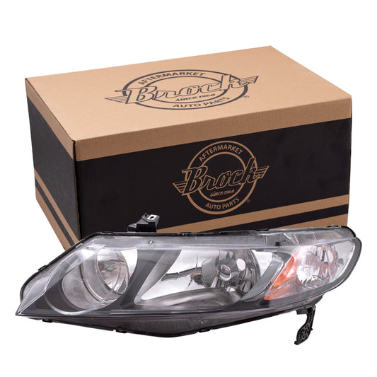 Brock Replacement Drivers Halogen Headlight Headlamp Compatible with 2006-2009 Civic Sedan 33151SNCA01