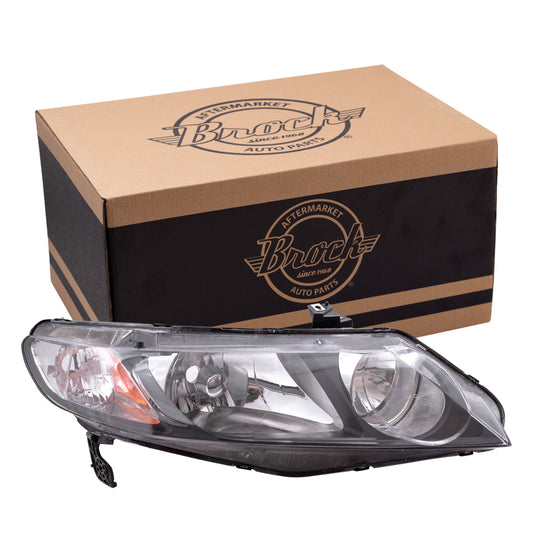 Brock Replacement Passenger Halogen Headlight Headlamp Lens Compatible with 2009-2011 Civic Sedan HO2503127