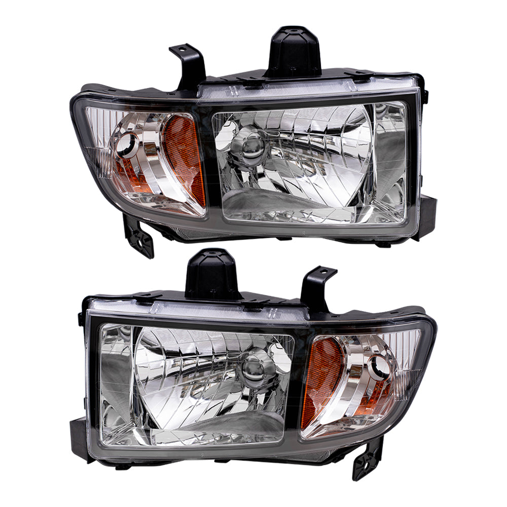 Brock Replacement Driver and Passenger Headlights Headlamps Compatible with 2006-2008 Ridgeline Pickup Truck 33151SJCA02 33101SJCA02