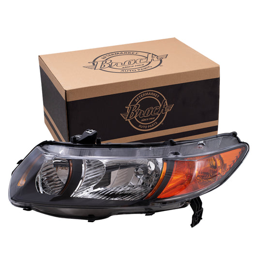 Brock Replacement Drivers Halogen Headlight Headlamp Unit Compatible with 2006-2009 Civic Si 2.0L 33151SVBA01 HO2502133