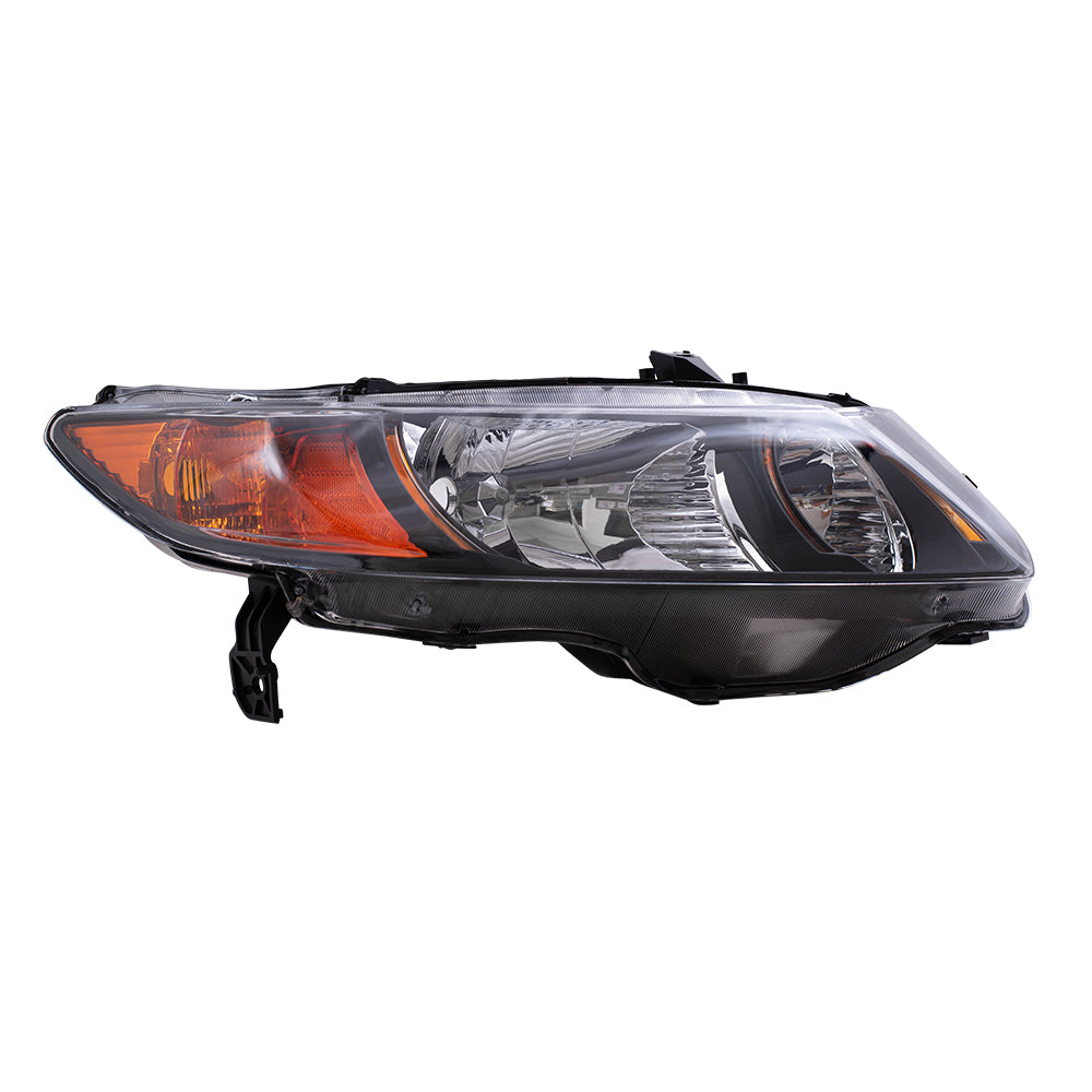 Brock Replacement Driver and Passenger Halogen Headlights Headlamp Units Compatible with 2006-2009 Civic Si 2.0L 33151SVBA01 33101SVBA02