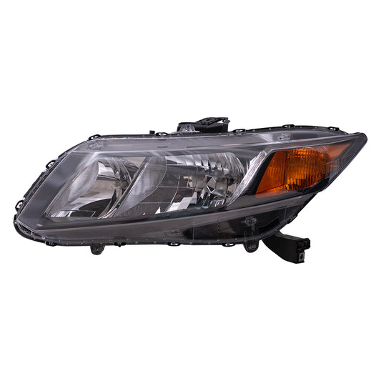 Brock Replacement Drivers Halogen Combination Headlight Headlamp Compatible with 2012 Civic 33150-TR0-A01