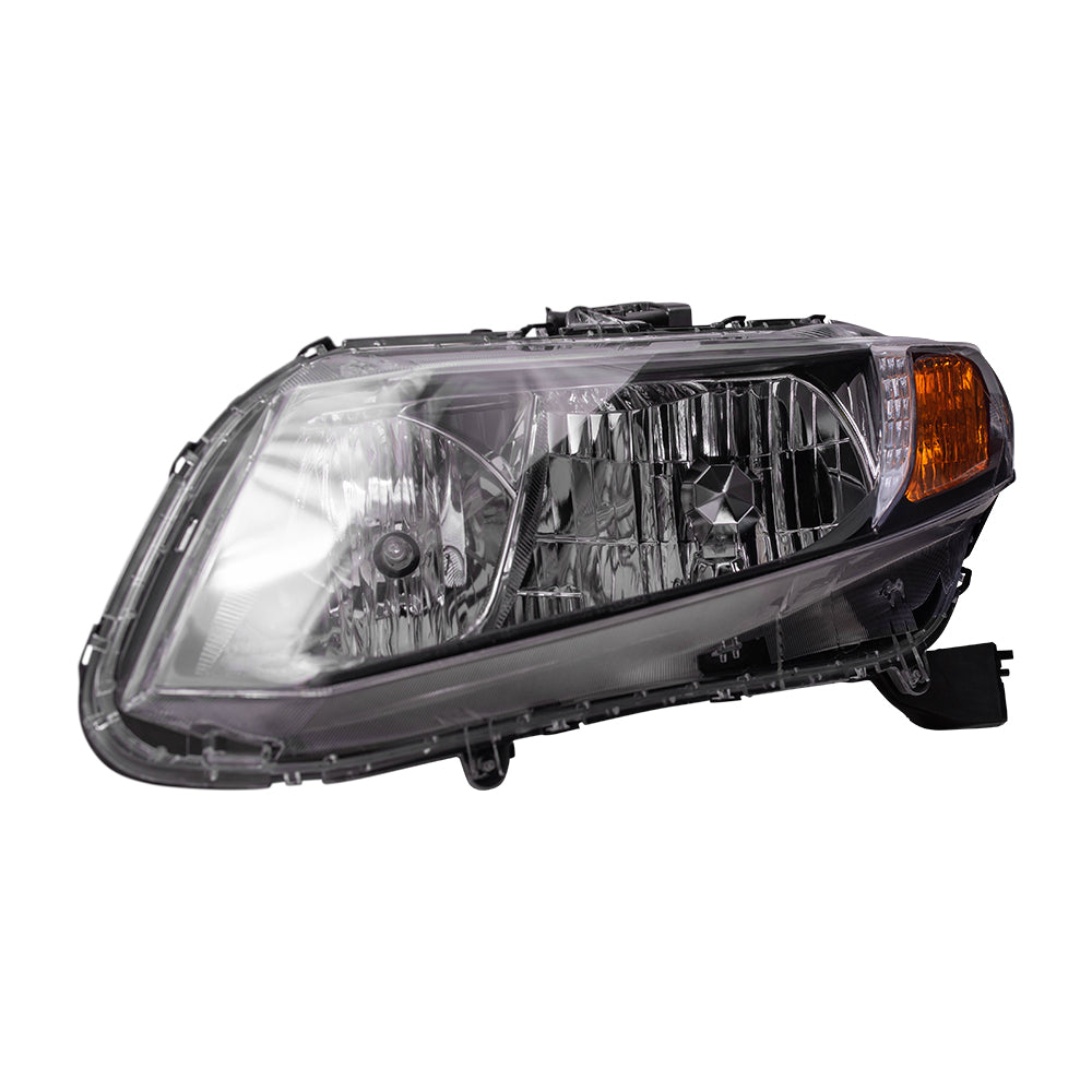 Brock Replacement Drivers Halogen Combination Headlight Headlamp Compatible with 2012 Civic 33150-TR0-A01