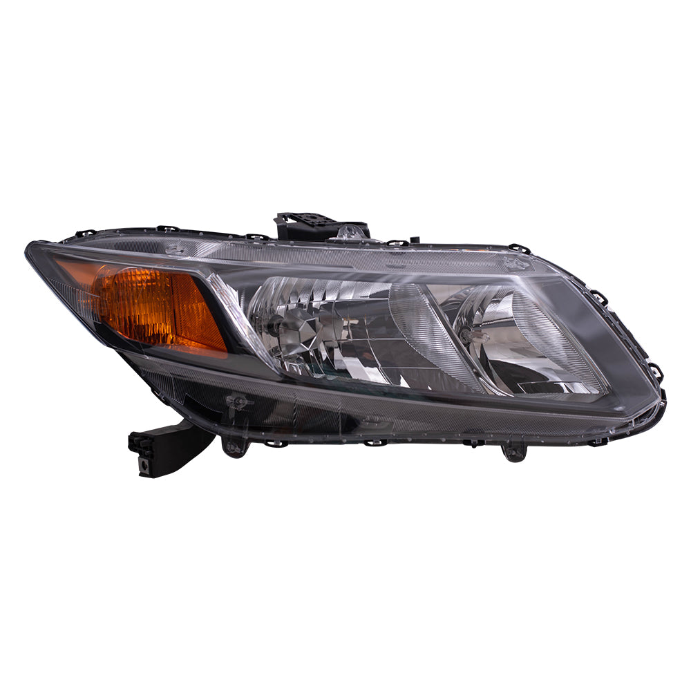 Brock Replacement Passengers Halogen Combination Headlight Headlamp Compatible with 2012 Civic 33100-TR0-A01