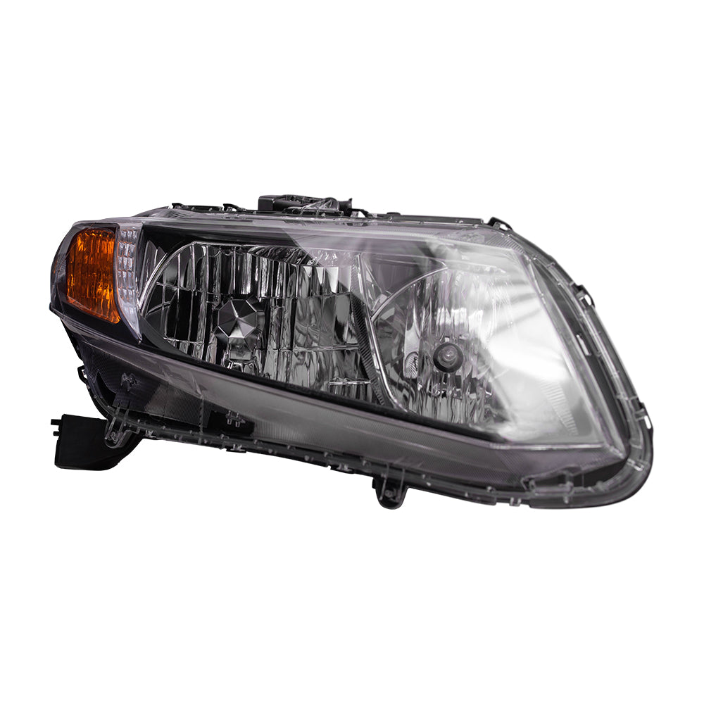 Brock Replacement Passengers Halogen Combination Headlight Headlamp Compatible with 2012 Civic 33100-TR0-A01