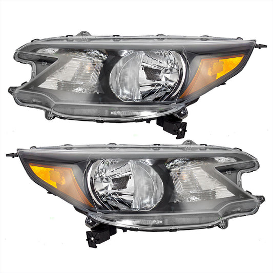 Brock Replacement Pair Set Halogen Combination Headlights Headlamps Compatible with 12-14 CR-V 33150-T0A-A01 33100-T0A-A01