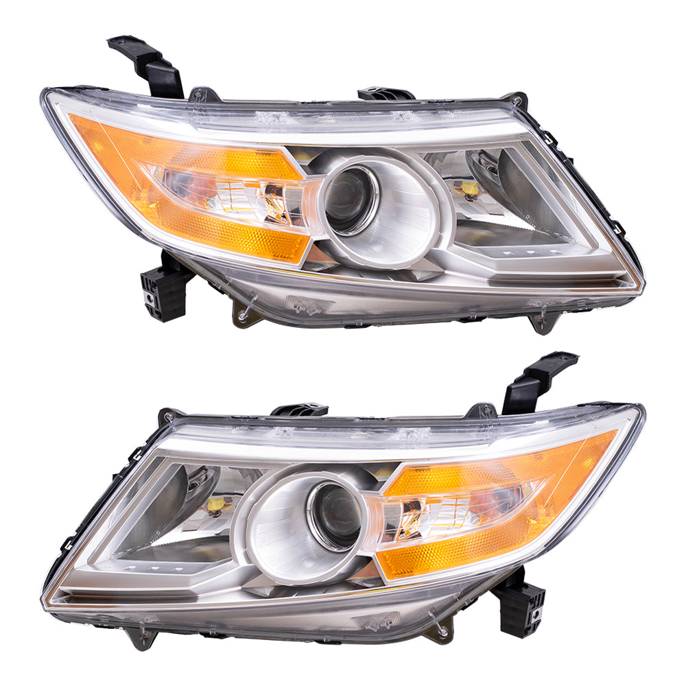 Brock Replacement Driver and Passenger Headlights Headlamps Compatible with 2011-2013 Odyssey Van 33150-TK8-A02 33100-TK8-A02