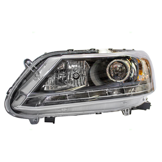 Brock Replacement Drivers Halogen Combination Headlight Headlamp Compatible with 13-15 Accord w/ LED Daytime Running Lights 33150-T2A-A11