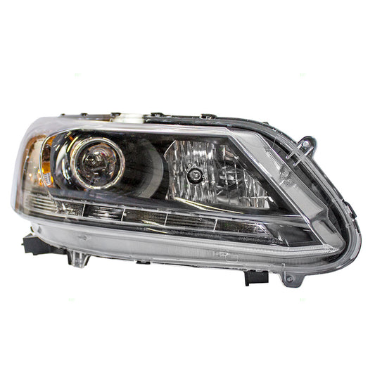 Brock Replacement Passengers Halogen Combination Headlight Headlamp Compatible with 13-15 Accord w/ LED Daytime Running Lights 33100T2AA21