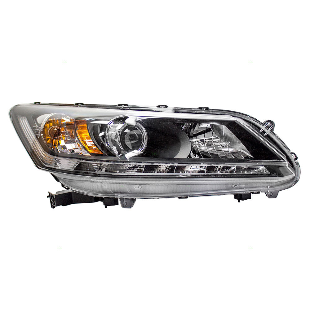 Brock Replacement Passengers Halogen Combination Headlight Headlamp Compatible with 13-15 Accord w/ LED Daytime Running Lights 33100T2AA21