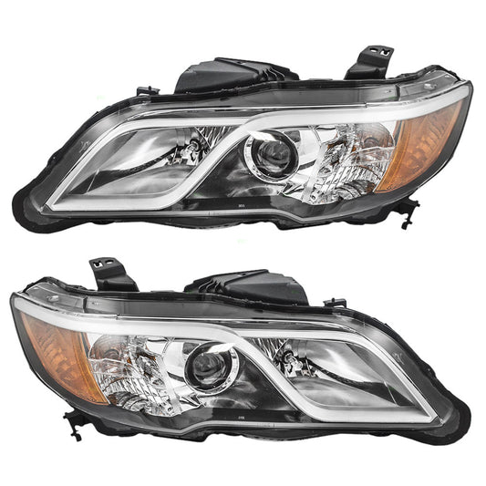 Brock Replacement Driver and Passenger Combination Halogen Headlights Headlamps Compatible with 13-15 RDX 33150-TX4-A11 33100-TX4-A11