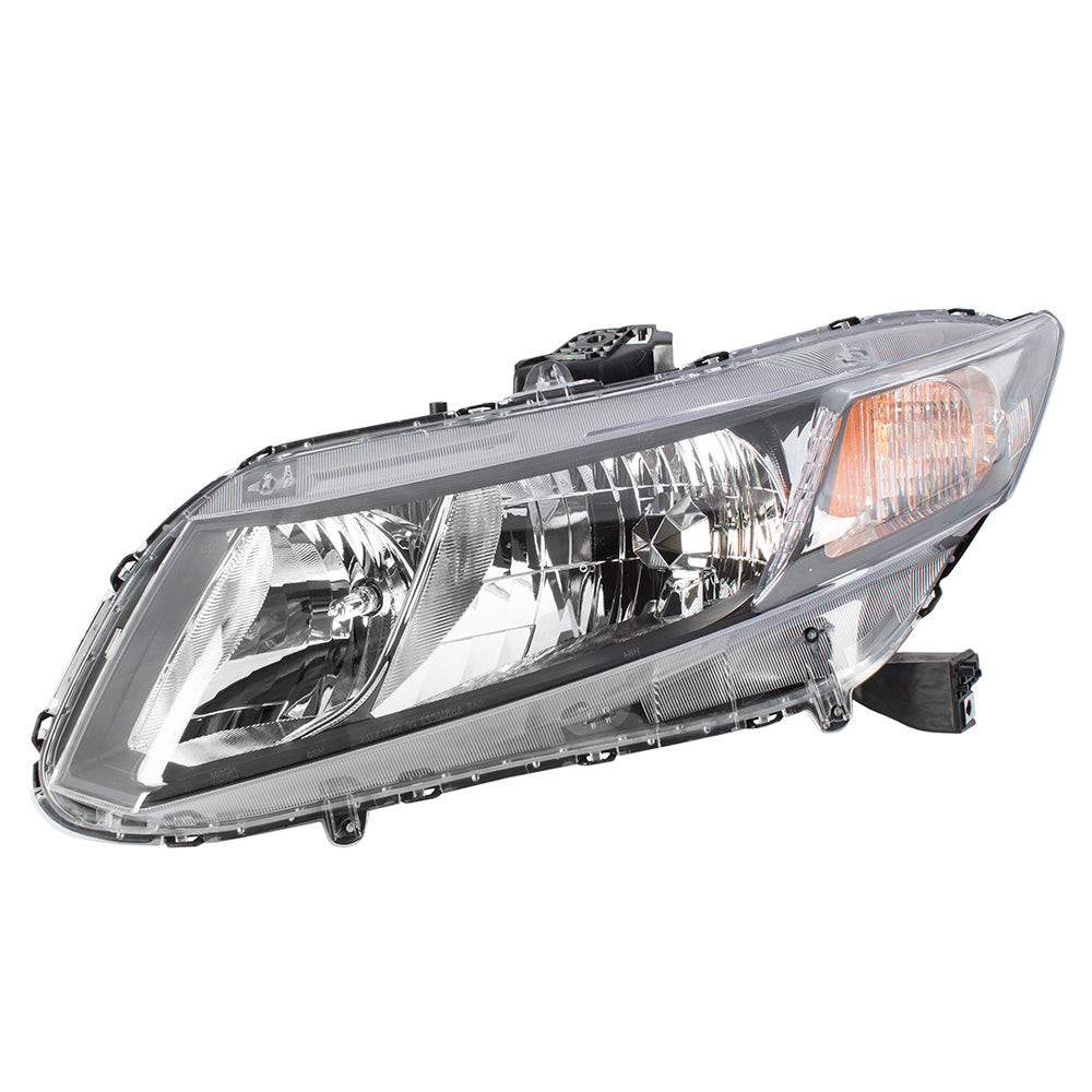 Brock Replacement Drivers Halogen Headlight Headlamp Compatible with Civic 33150-TR0-A51