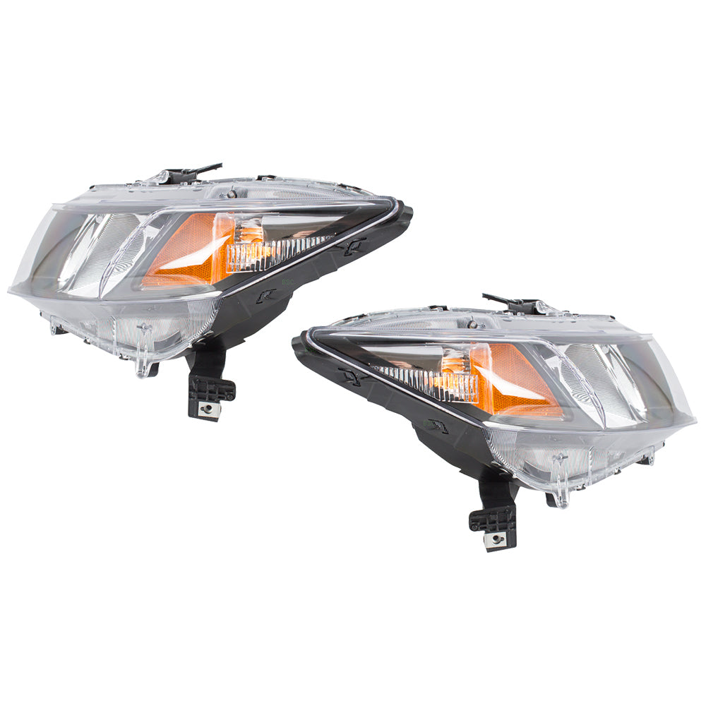 Brock Replacement Pair Set Halogen Headlights Headlamps Compatible with Civic 33150-TR0-A51 HO2503150