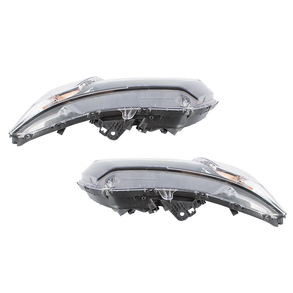 Brock Replacement Pair Set Halogen Headlights Headlamps Compatible with Civic 33150-TR0-A51 HO2503150