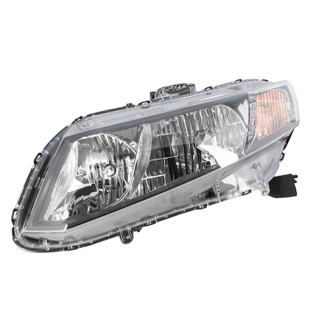 Brock Replacement Drivers Halogen Headlight Headlamp Compatible with Civic 33150-TR0-A51