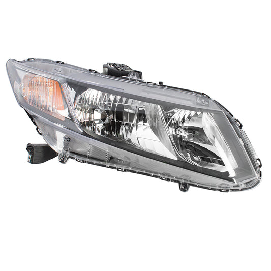 Brock Replacement Passengers Halogen Headlight Headlamp Compatible with Civic 33100-TR0-A51