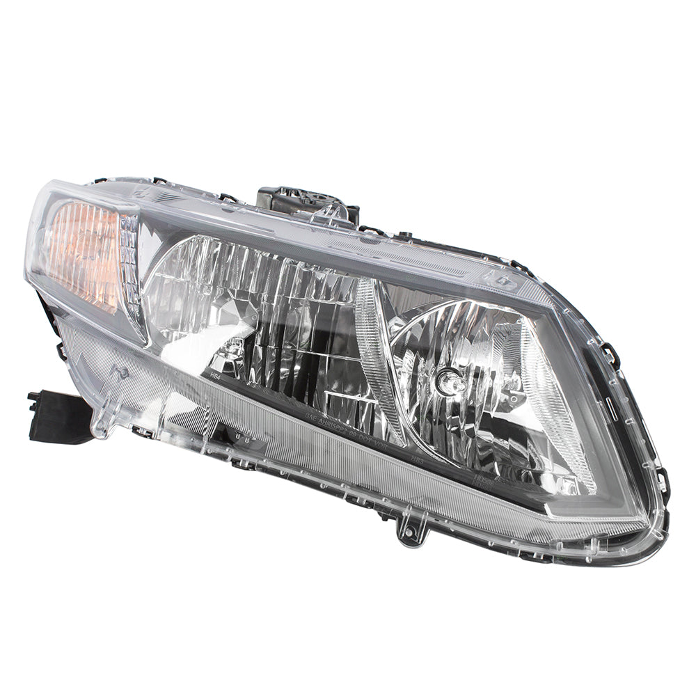 Brock Replacement Passengers Halogen Headlight Headlamp Compatible with Civic 33100-TR0-A51