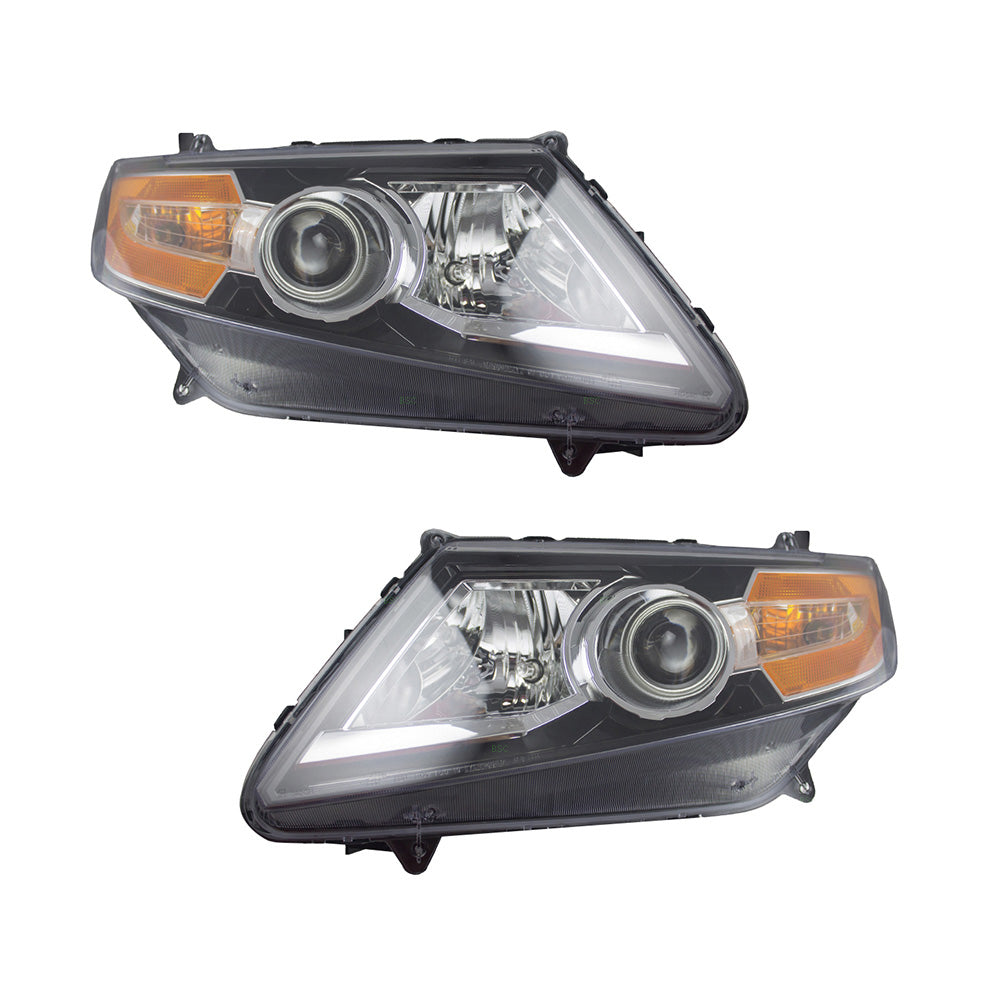 Brock Replacement Pair Set Halogen Headlights Headlamps Compatible with Odyssey Van 33150-TK8-A02 33100-TK8-A02