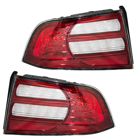 Brock Replacement Driver and Passenger Taillights Tail Lamps with Red & Lens Compatible with 04-08 TL 33551SEPA11 33501SEPA11