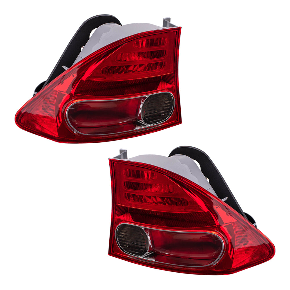 Brock Replacement Driver and Passenger Taillights Quarter Panel Mounted Tail Lamps Compatible with 06-08 Civic 33551SNAA02 33501SNAA02