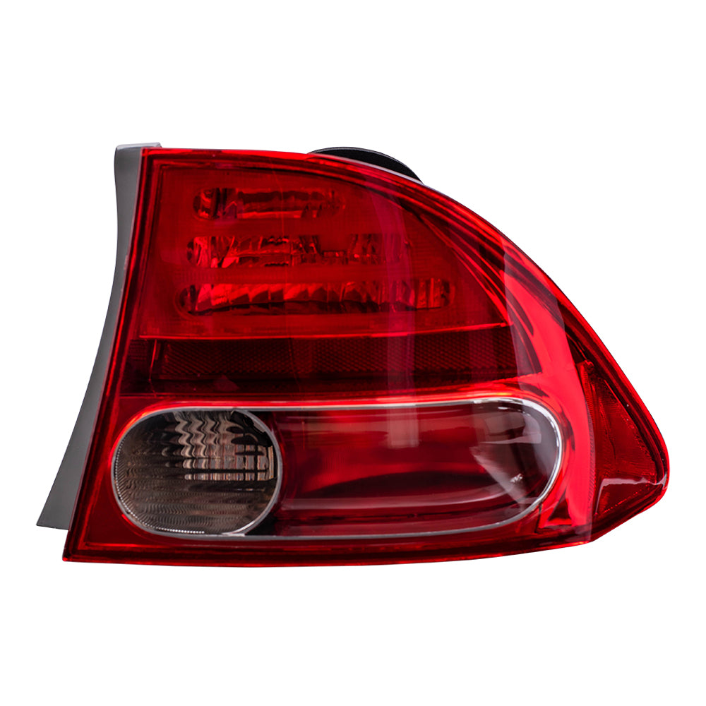 Brock Replacement Driver and Passenger Taillights Quarter Panel Mounted Tail Lamps Compatible with 06-08 Civic 33551SNAA02 33501SNAA02