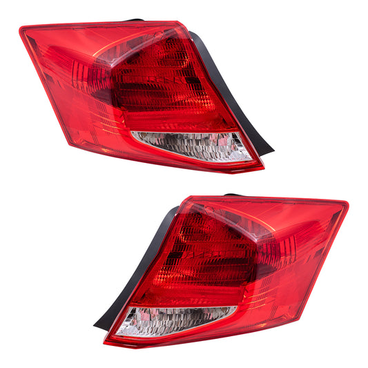 Brock Replacement Drivers and Passengers Set Tail Light Assemblies Compatible with 2011-2012 Accord Coupe