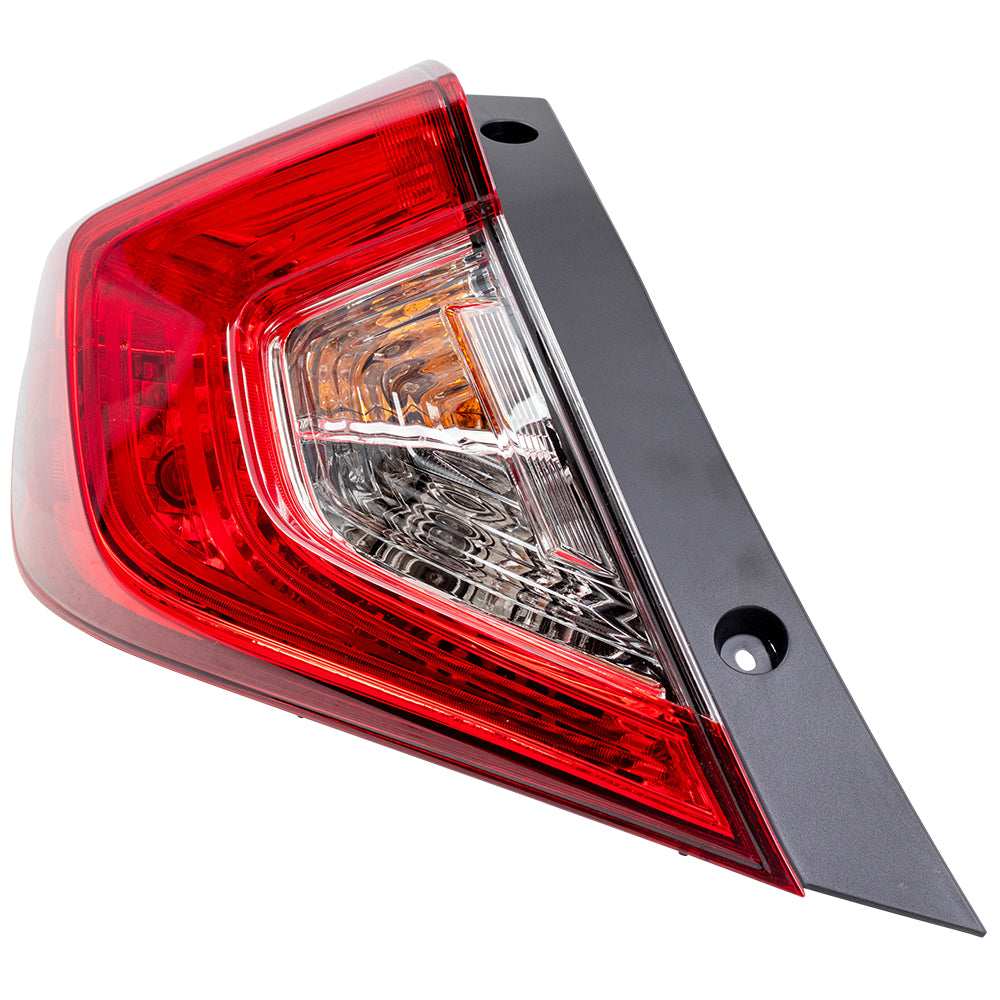 Brock Replacement Drivers Tail Light Quarter Panel Mounted Tail Lamp Compatible with 16-21 Civic Sedan 33550TBAA01