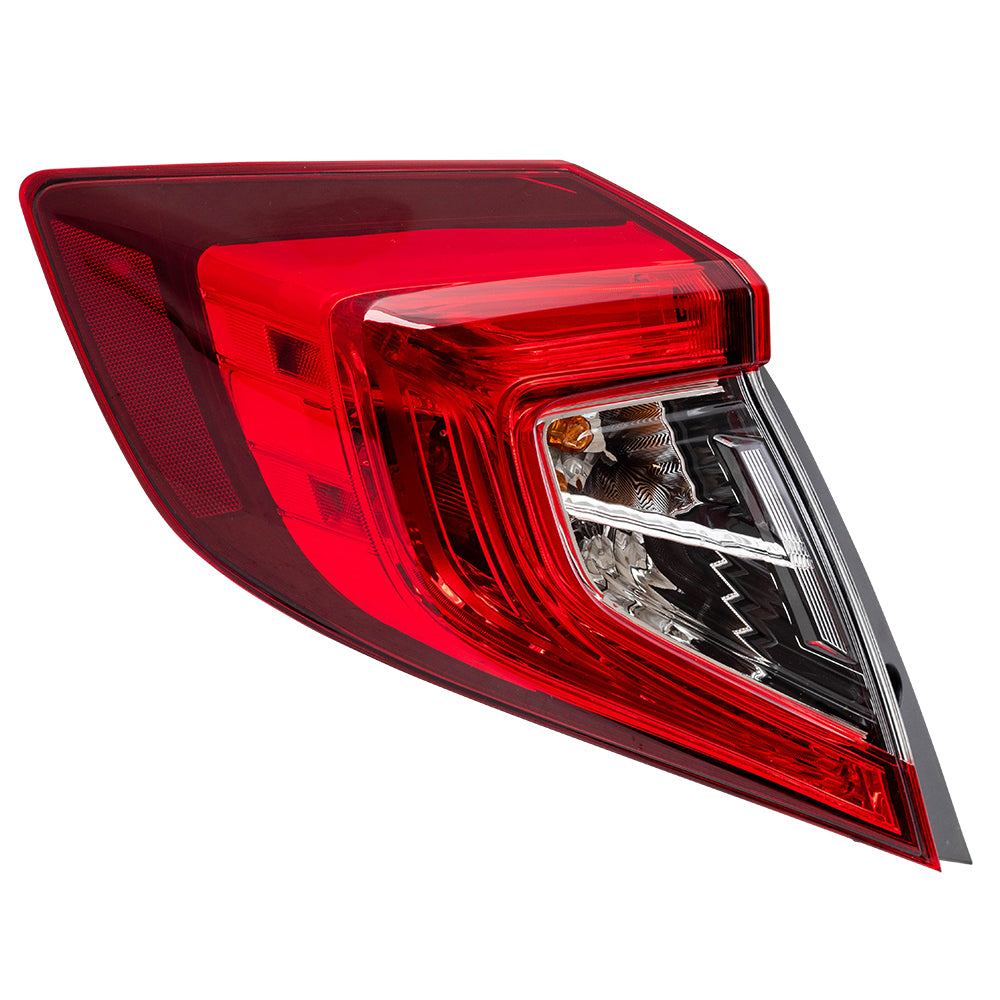 Brock Replacement Drivers Tail Light Quarter Panel Mounted Tail Lamp Compatible with 16-21 Civic Sedan 33550TBAA01