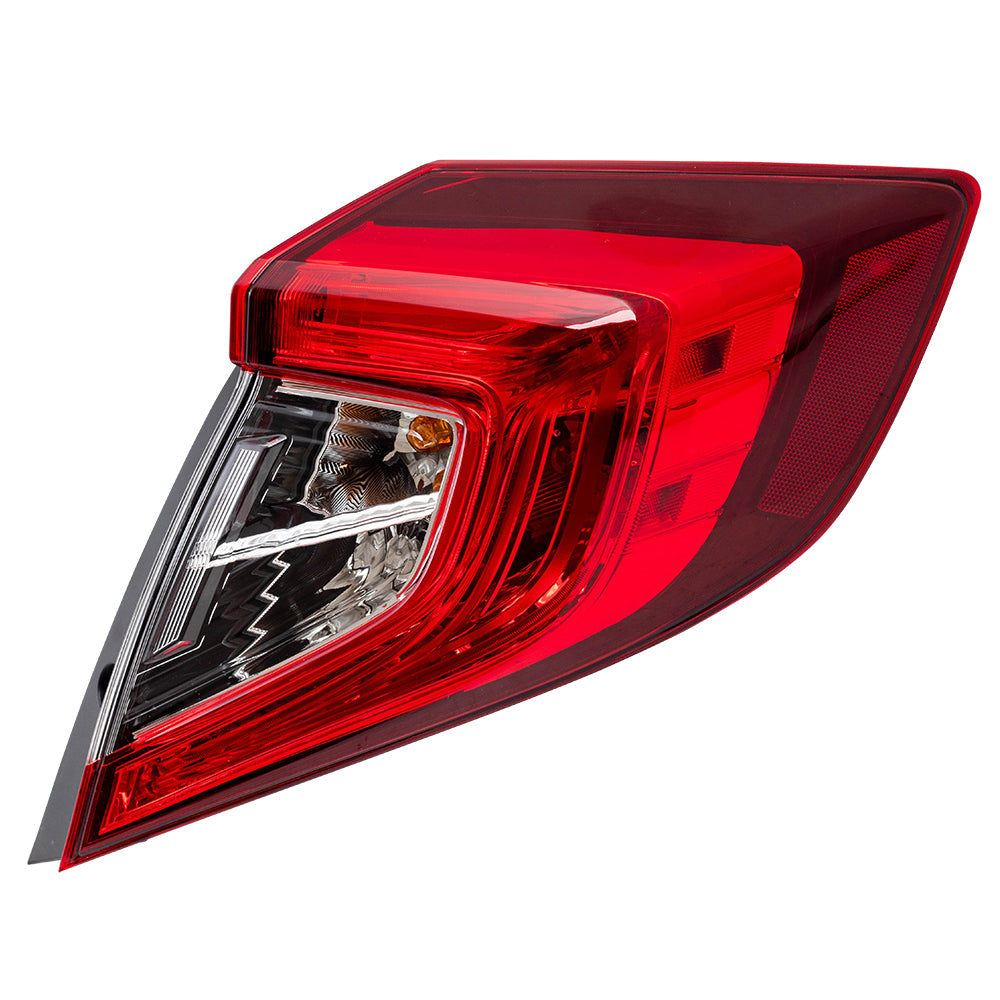 Brock Replacement Passengers Tail Light Quarter Panel Mounted Tail Lamp Compatible with 16-21 Civic Sedan 33500TBAA01