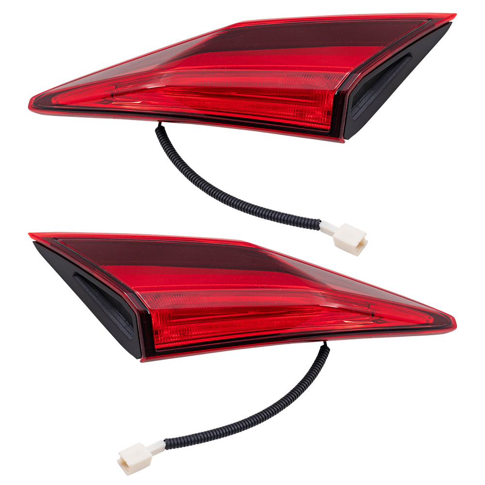 Brock Replacement Pair Tail Lights Compatible with 2016-2021 Civic Sedan Driver and Passeger Lid Mounted Set Tail Lamps 34155TBAA01 34150TBAA01