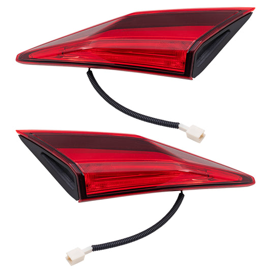 Brock Replacement Pair Tail Lights Compatible with 2016-2021 Civic Sedan Driver and Passeger Lid Mounted Set Tail Lamps 34155TBAA01 34150TBAA01