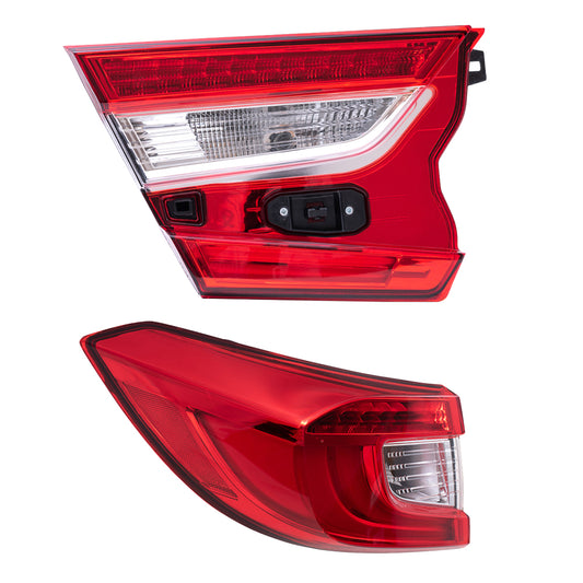 Brock Aftermarket Replacement Driver Left Tail Light Assembly Set Compatible With 2018-2022 Honda Accord Sedan Touring