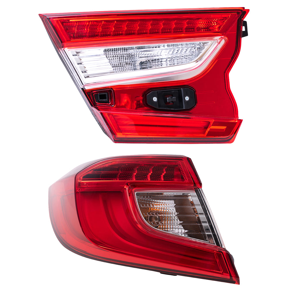 Brock Aftermarket Replacement Driver Left Tail Light Assembly Set Compatible With 2018-2022 Honda Accord Sedan Touring